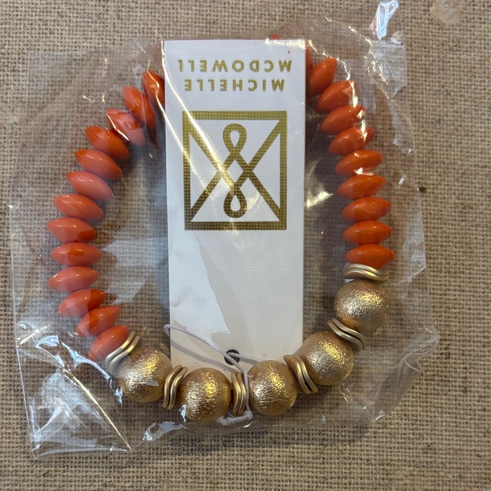 Michele McDowell Orange and Gold Beaded Bracelet